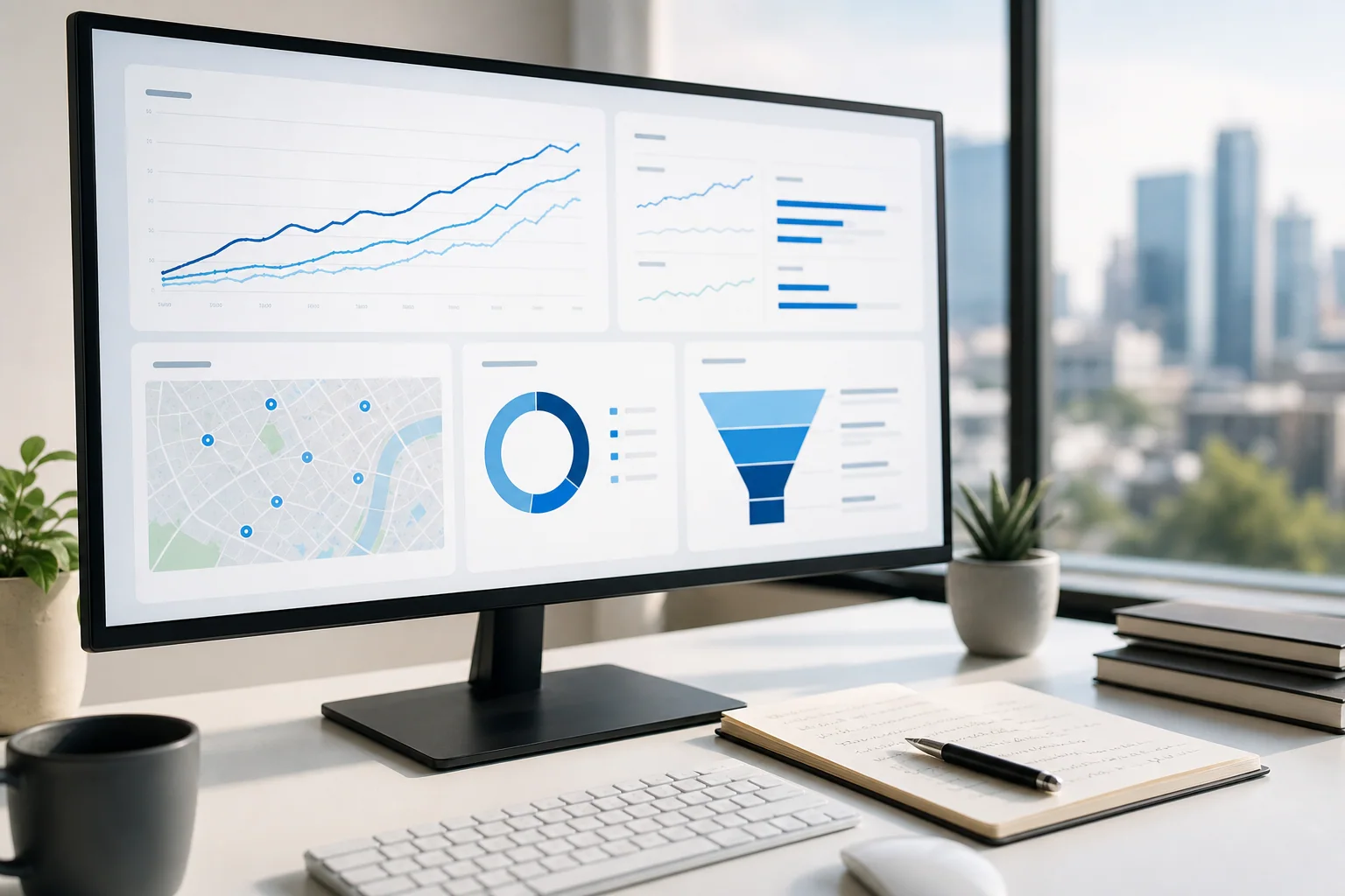 A search performance dashboard showing steady digital growth.